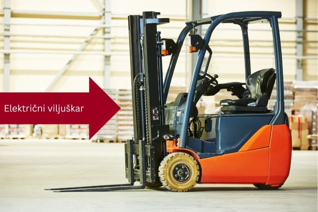 Električni viljuškar u skladištu – kompaktni viljuškar za magacinsko rukovanje paletama i robom