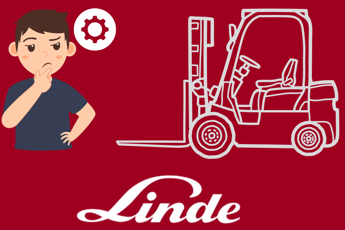 Osoba muskog pola razmišlja o kvarovima na svom elektro viljuškaru. Linde logo u donjem delu slike
