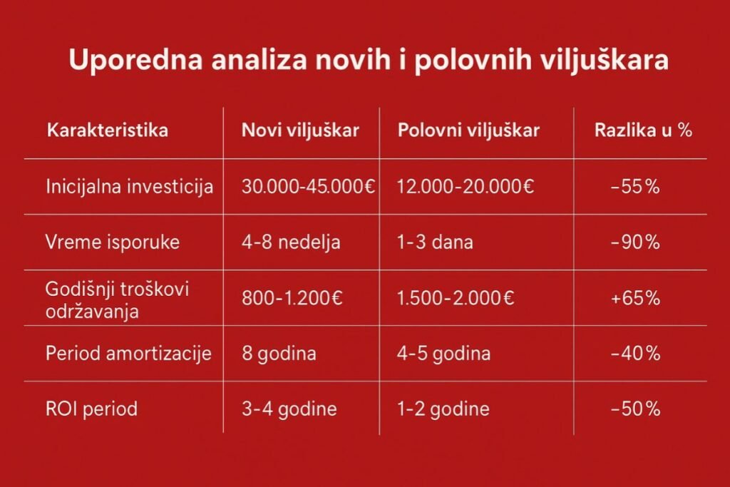 Finansijska analiza kupovine novih vs polovnih viljuškara.